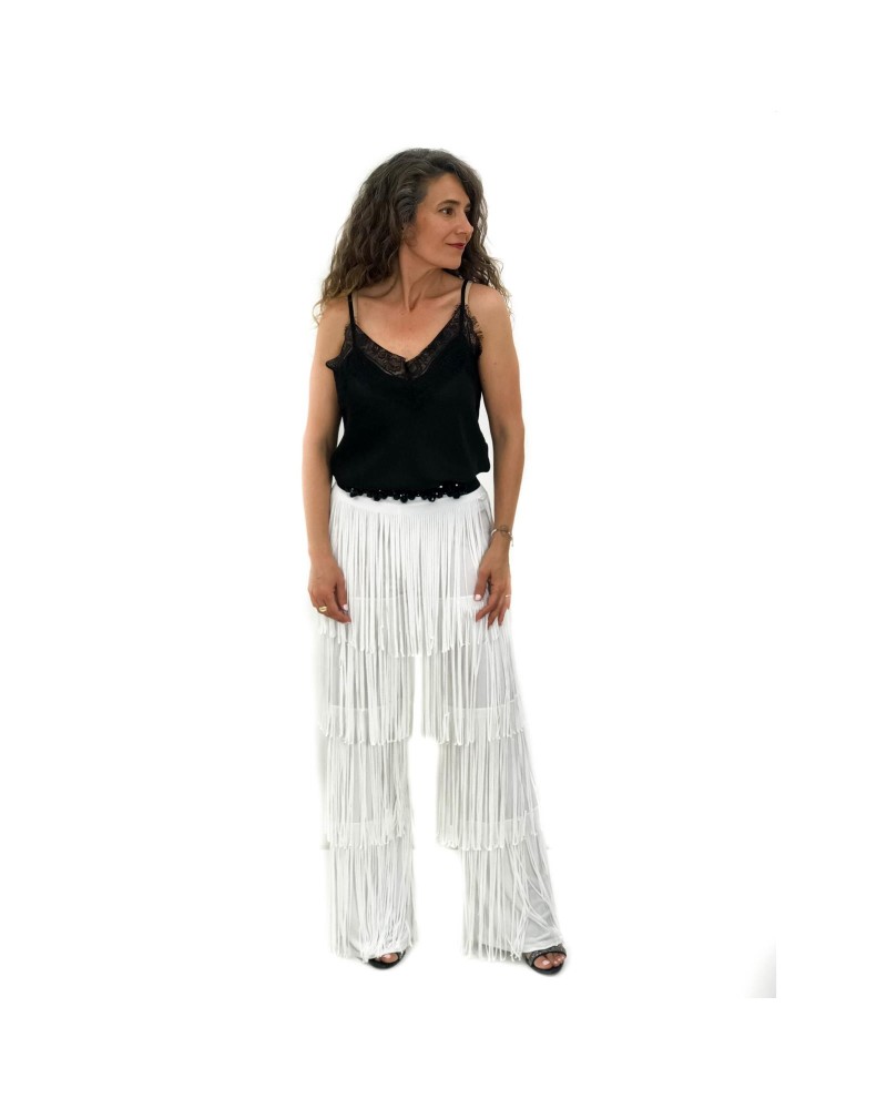 Long trousers with fringes...
